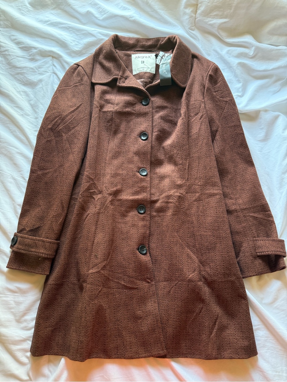 Allegra K Women's Brown Button-Front Trench Coat